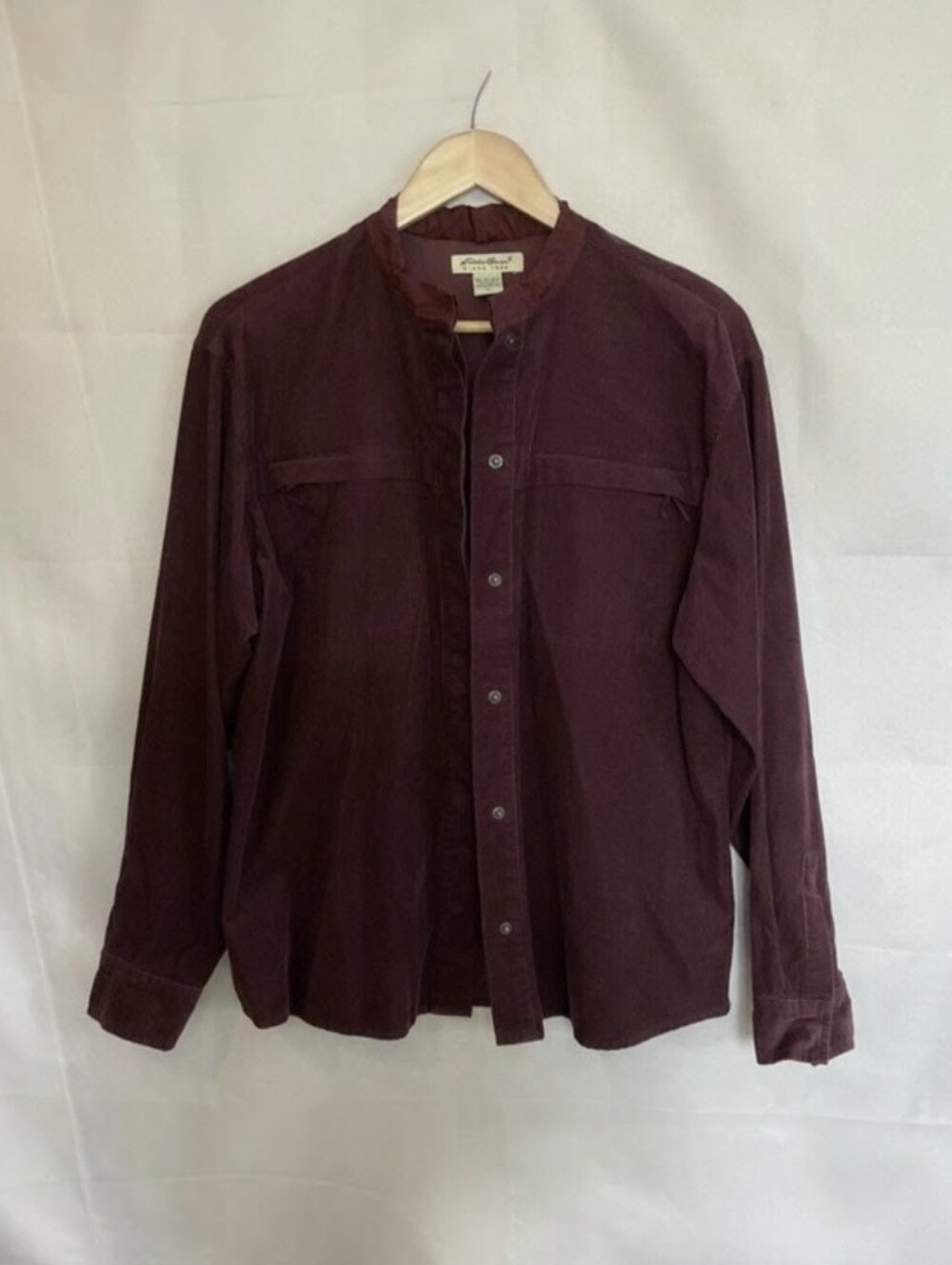 Vintage Eddie Bauer Fine Corduroy Snap Front Shirt Plum L